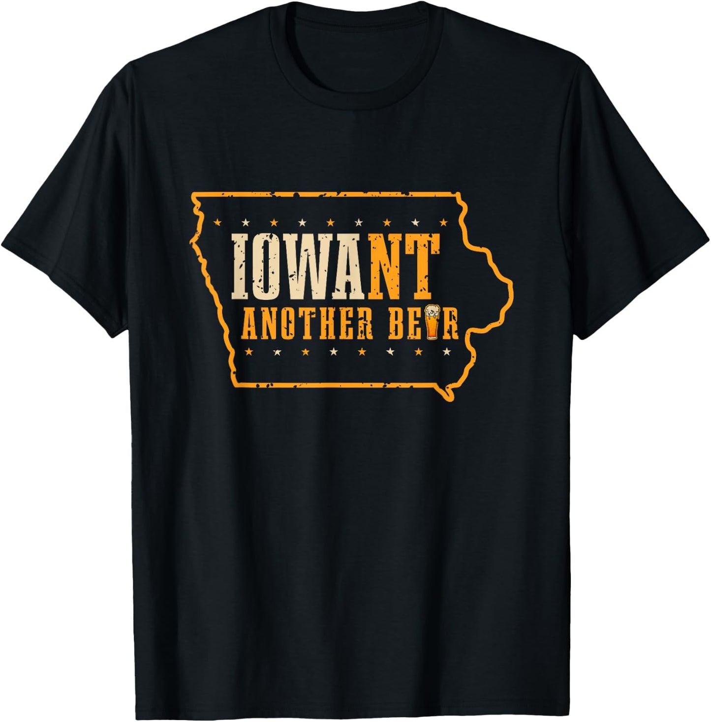 Iowa State Map USA Flag Beer Drinking Funny Men T-Shirt - T-Shirt | Black