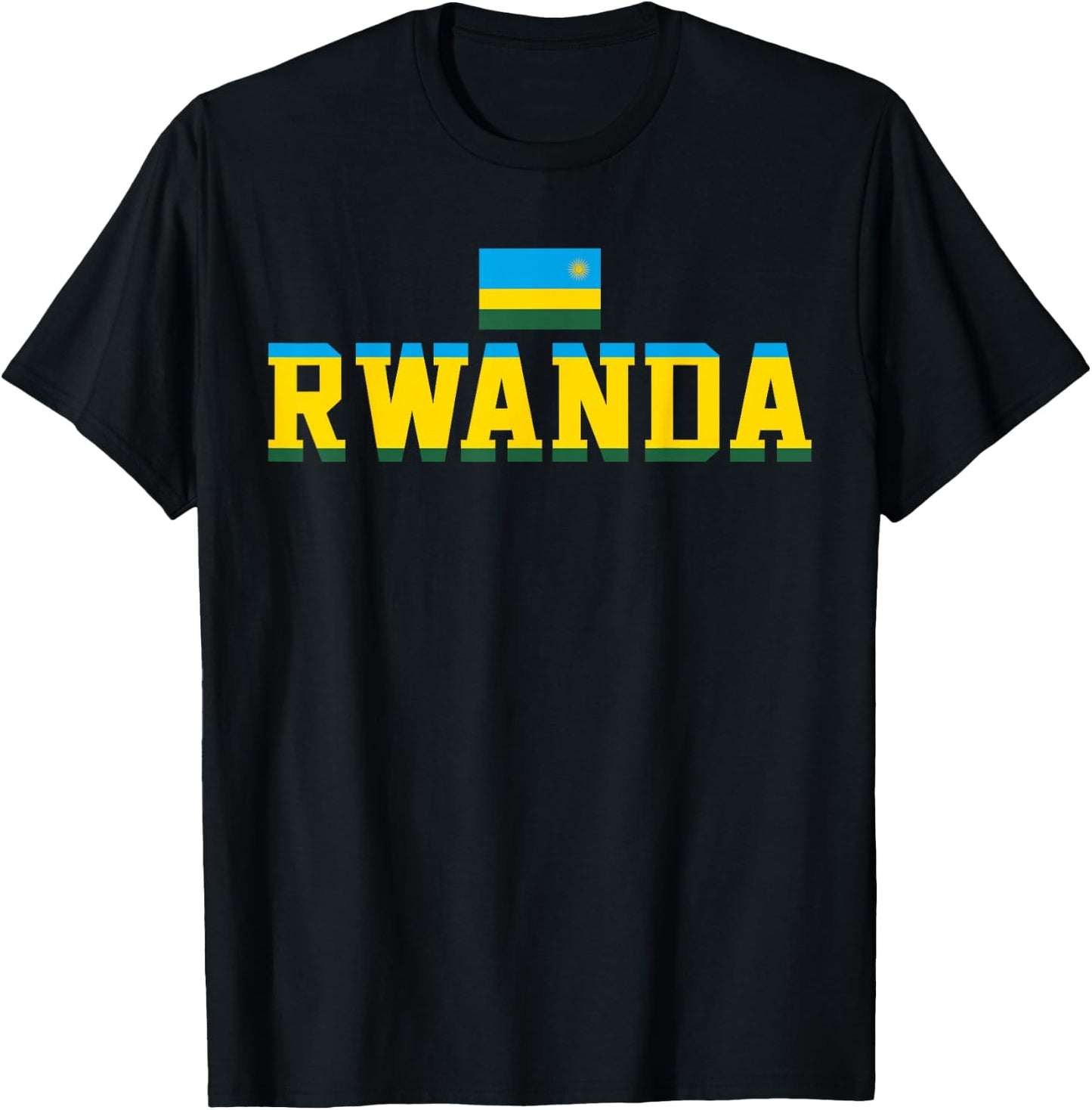 Rwanda Shirt National Africa Rwandan Flag T-Shirt - T-Shirt | Black