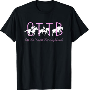 OTTB Off Track Thoroughbred Horse Equestrian T-Shirt - T-Shirt | Black