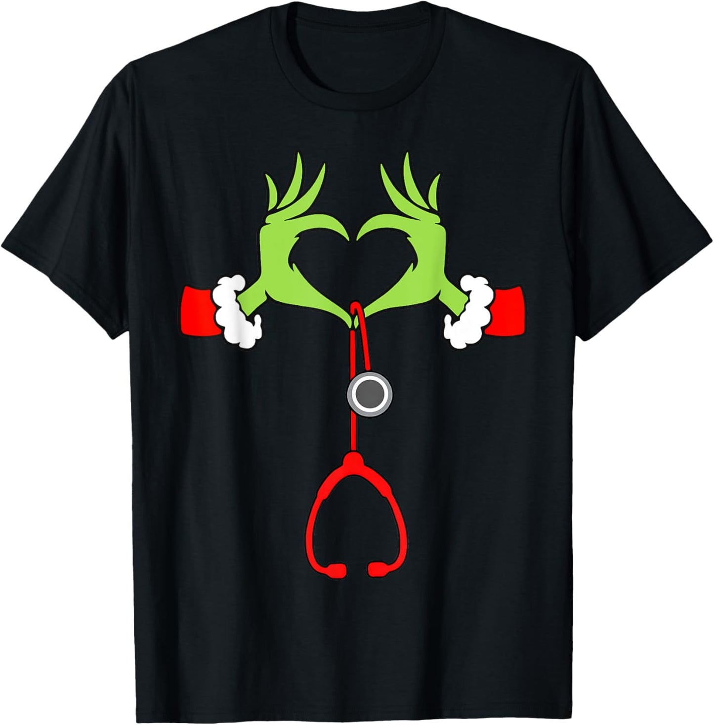 Nurse Christmas Stethoscope Nurses Xmas Pajamas PJs Women T-Shirt - T-Shirt | Black