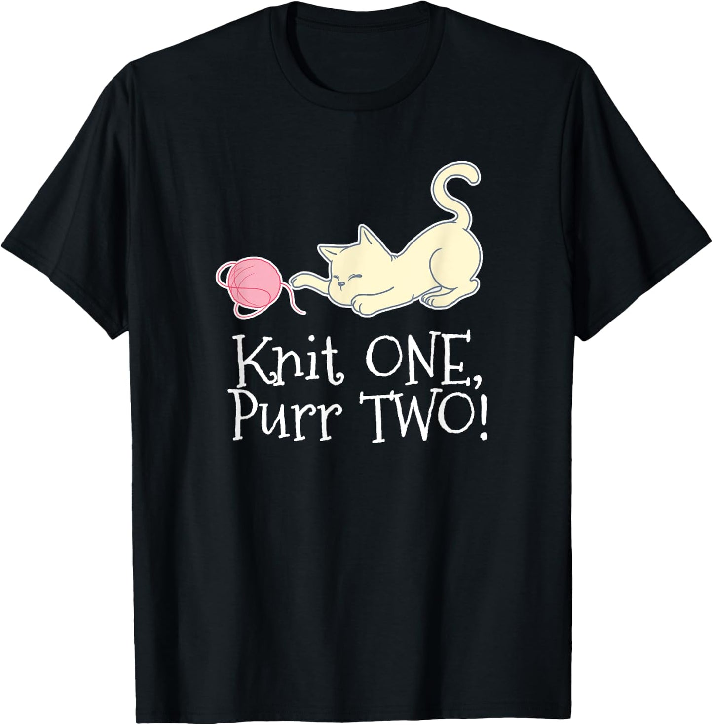 Knit One Purr Two Cat Lover Yarn Crocheting Women T-Shirt - T-Shirt | Black