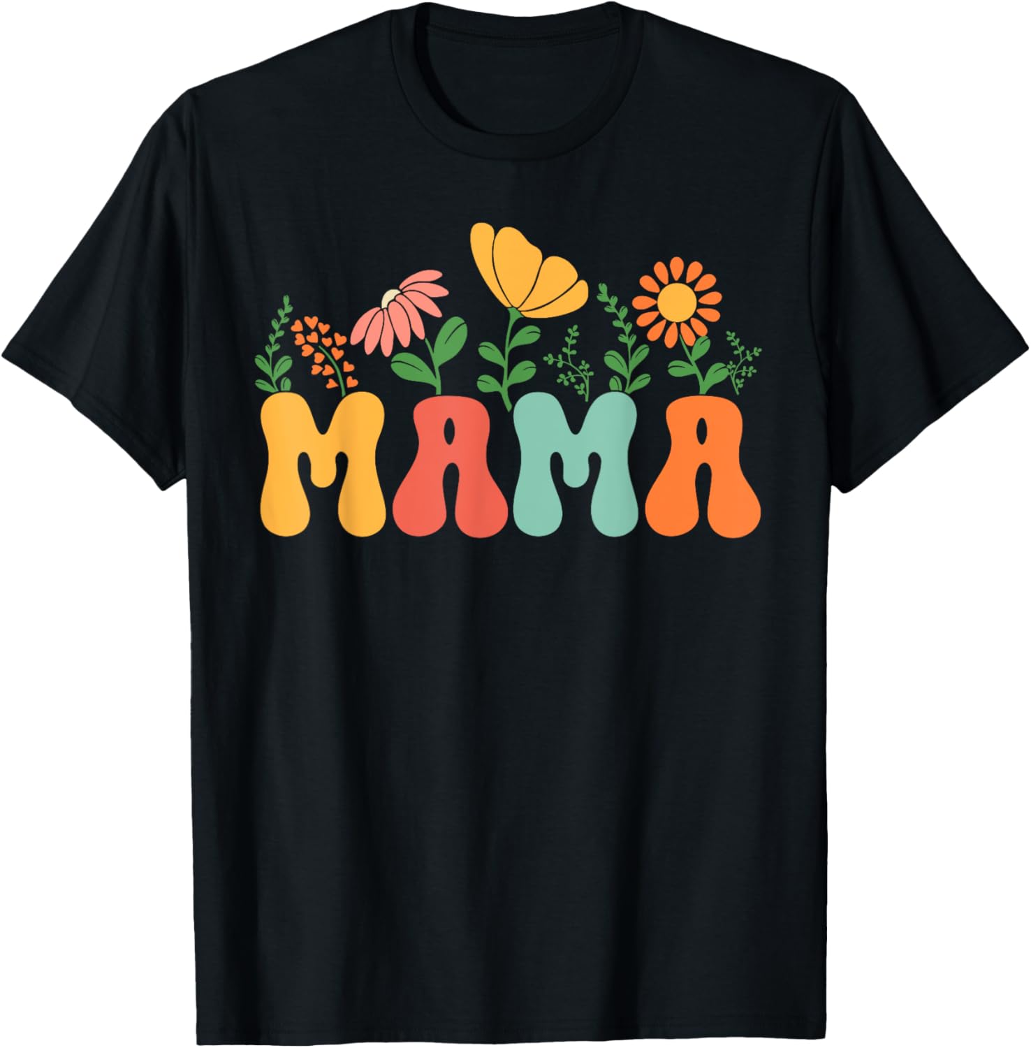 Floral Mama Shirt Mothers Day Gardener Mama Flowers Cute T-Shirt - T-Shirt | Black
