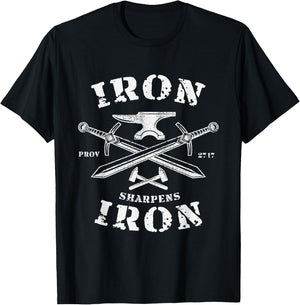 Iron Sharpens Iron Proverbs 27 Quote Christian Faith Vintage T-Shirt - T-Shirt | Black