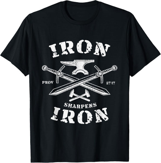Iron Sharpens Iron Proverbs 27 Quote Christian Faith Vintage T-Shirt - T-Shirt | Black