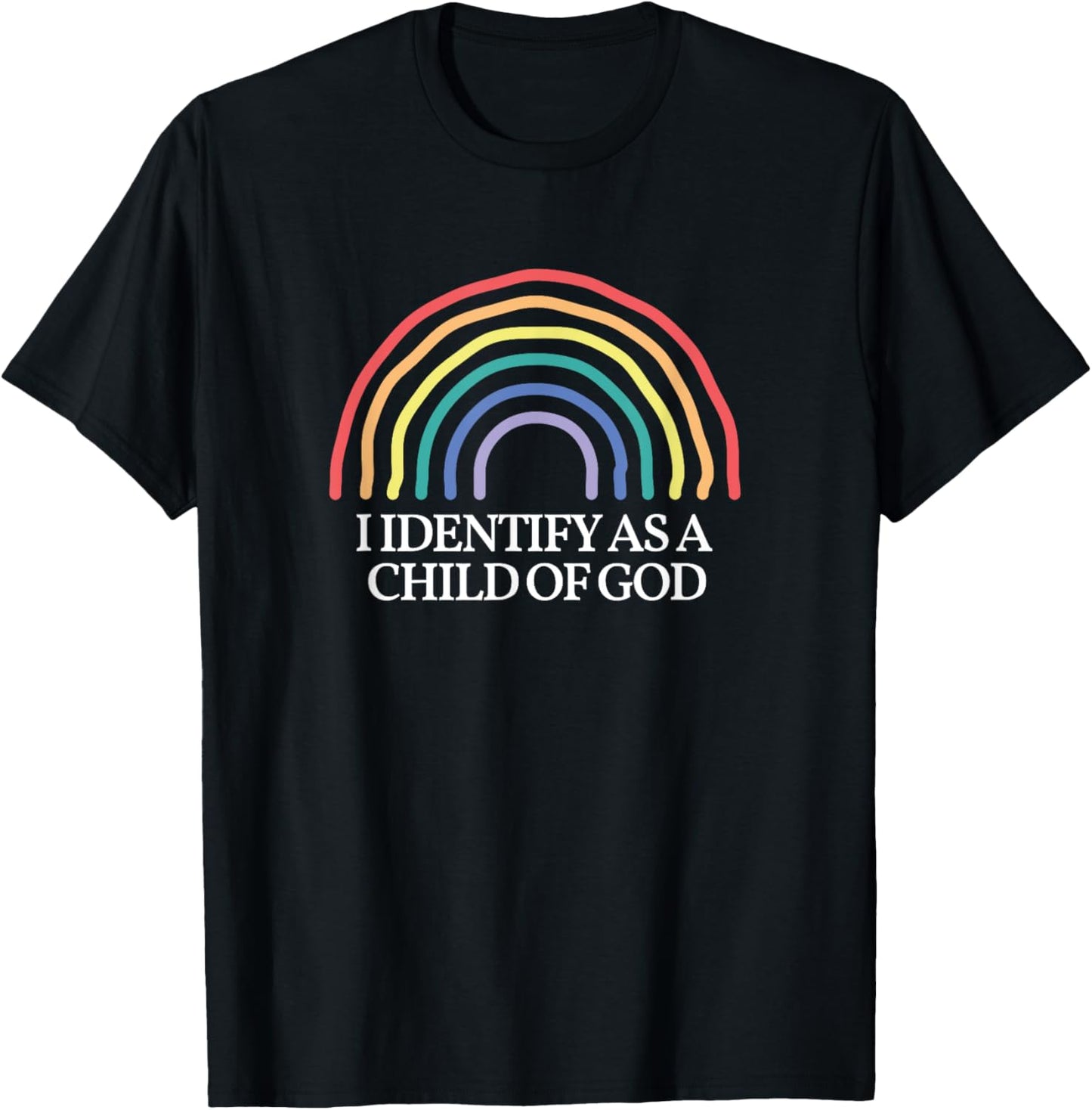 Funny I Identify as a child of God Rainbow Christian T-Shirt - T-Shirt | Black