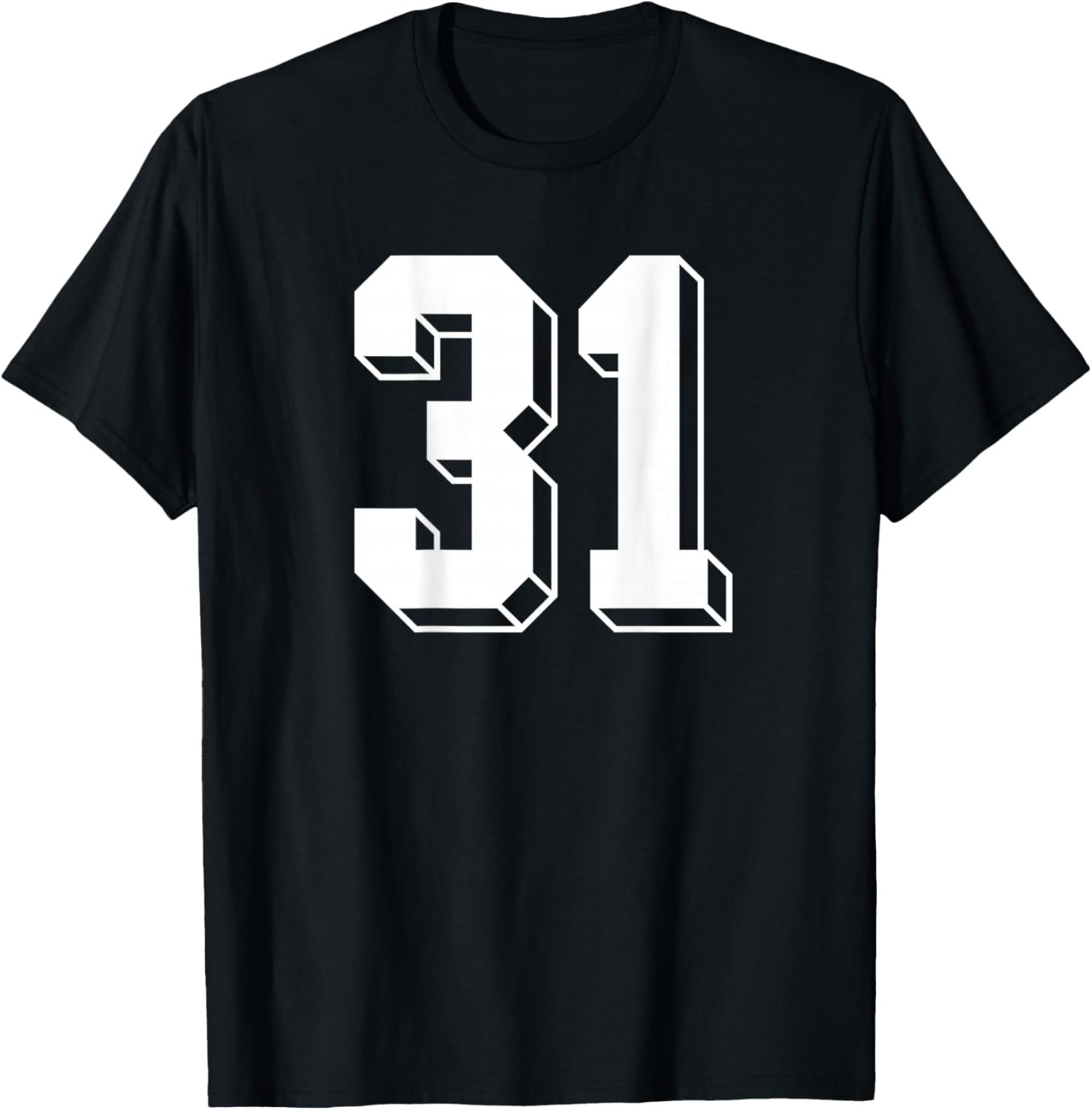 Number 31 BACKSIDE - Retro 80s 90s Team Jersey Numbered T-Shirt - T-Shirt | Black