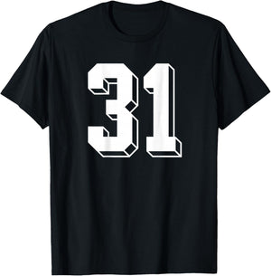 Number 31 BACKSIDE - Retro 80s 90s Team Jersey Numbered T-Shirt - T-Shirt | Black