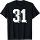 Number 31 BACKSIDE - Retro 80s 90s Team Jersey Numbered T-Shirt - T-Shirt | Black