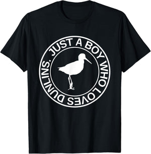Just A Boy Who Loves Dunlins Gift Sandpiper Bird T-Shirt - T-Shirt | Black