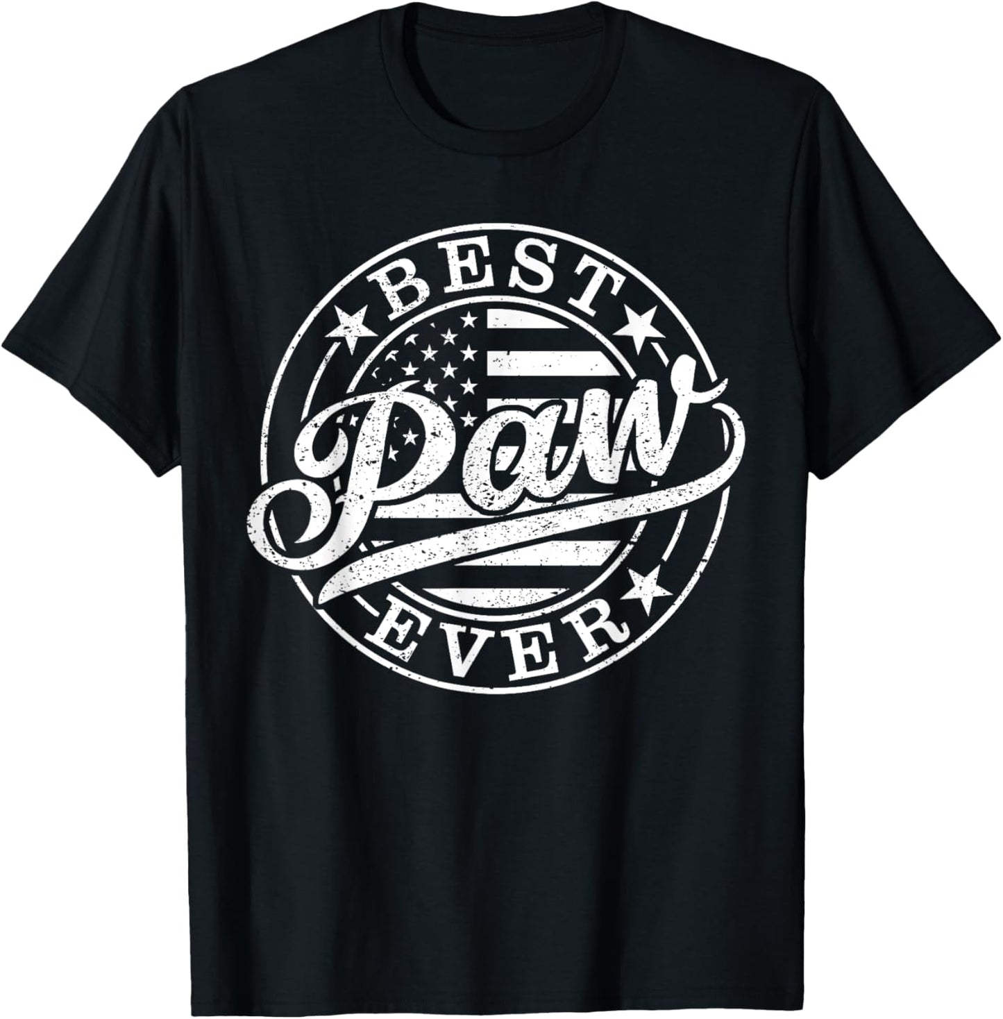 Best Paw Ever Father's Day American US Flag T-Shirt - T-Shirt | Black