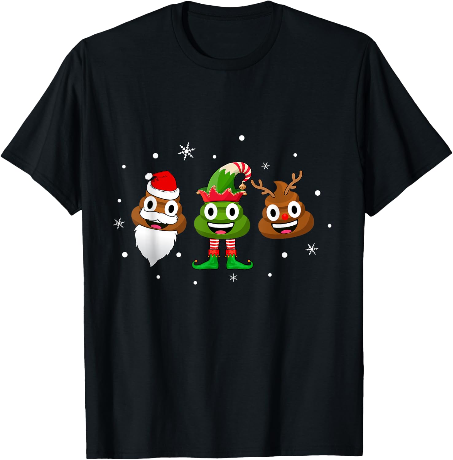 Funny Poop Santa Elf Reindeer Christmas Pajama Gift T-Shirt - T-Shirt | Black