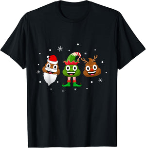Funny Poop Santa Elf Reindeer Christmas Pajama Gift T-Shirt - T-Shirt | Black