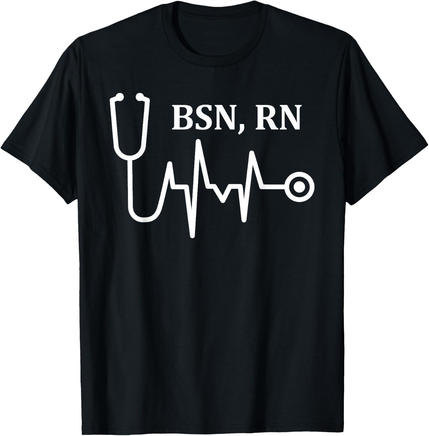 BSN RN Registered Nurse Medical Stethoscope Heartbeat EKG T-Shirt - T-Shirt | Black