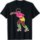 Funny Roller Skating Derby 70's 80's Skater Afro Girl Gifts T-Shirt - T-Shirt | Black