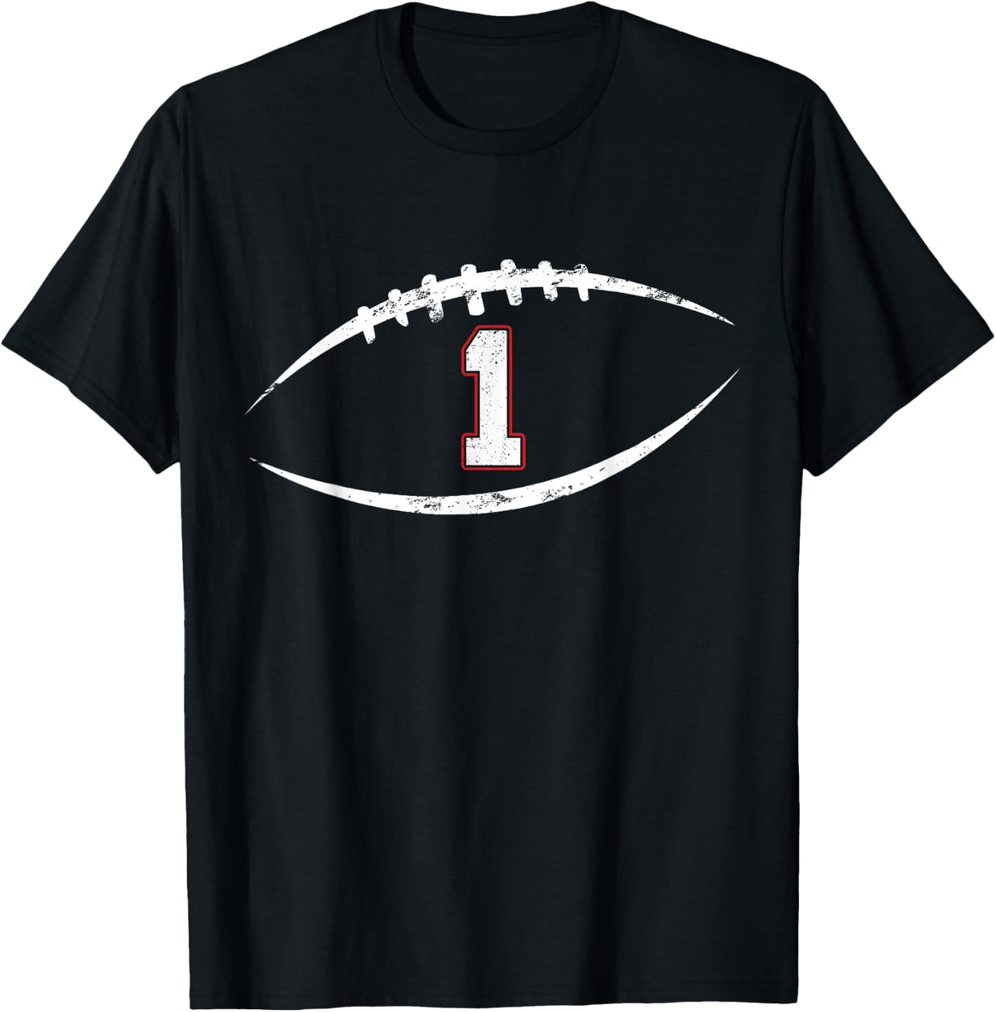 1 Number Vintage Football Player 1 Lucky Number Birthday T-Shirt - T-Shirt | Black