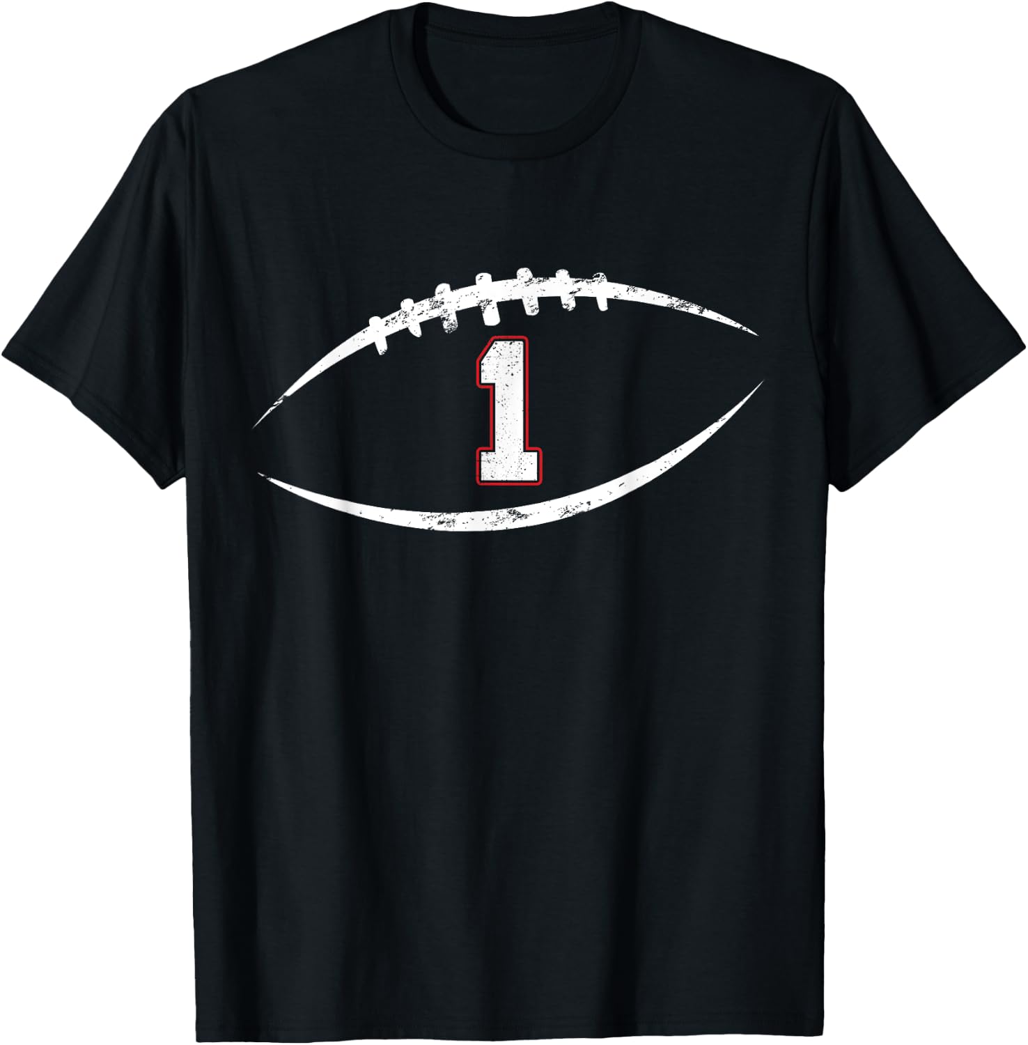 1 Number Vintage Football Player 1 Lucky Number Birthday T-Shirt - T-Shirt | Black