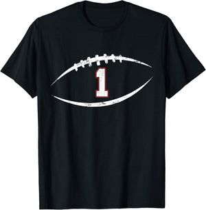 1 Number Vintage Football Player 1 Lucky Number Birthday T-Shirt - T-Shirt | Black
