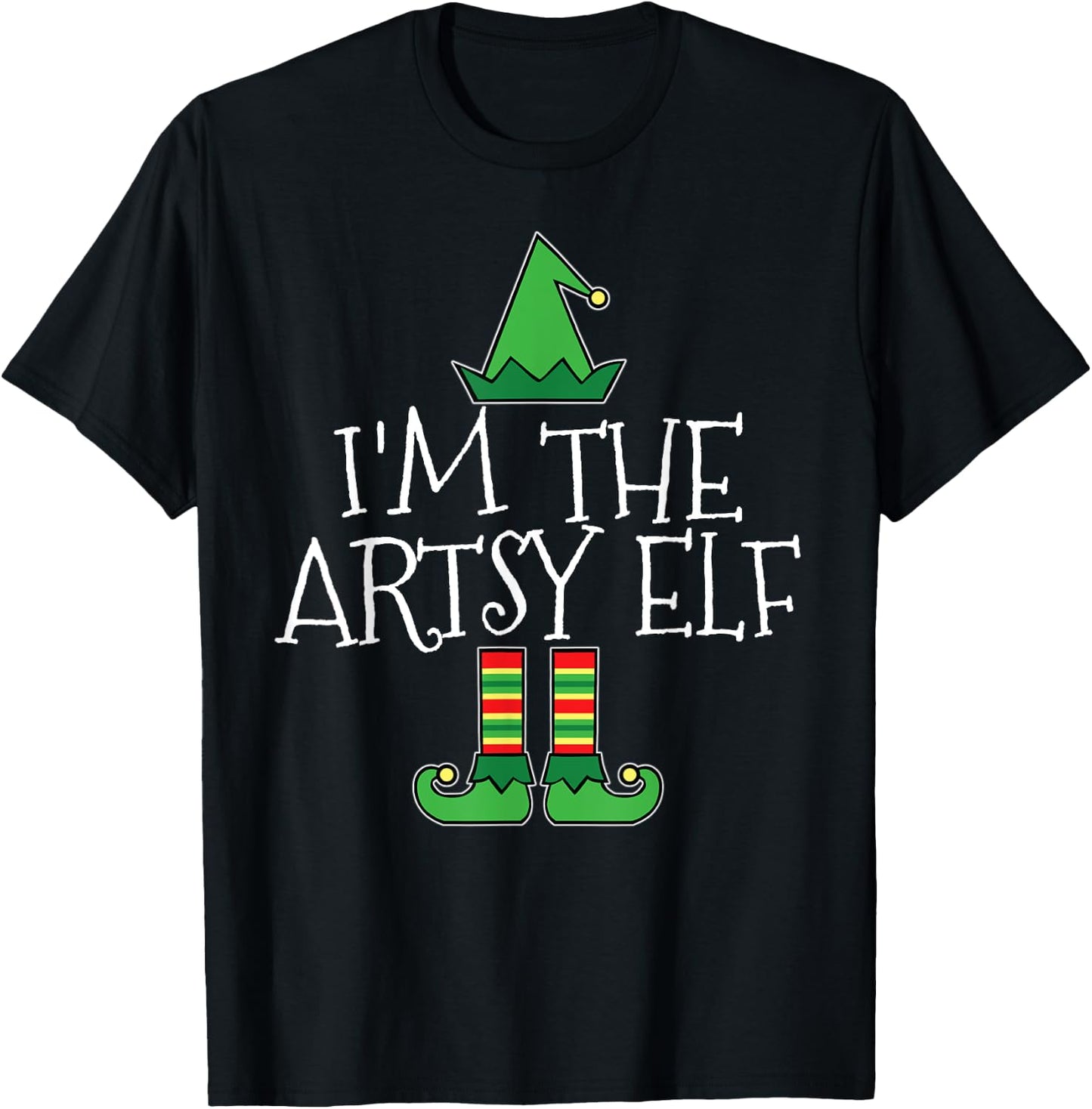 I'm The Artsy Elf Matching Family Group Christmas T Shirt T-Shirt - T-Shirt | Black