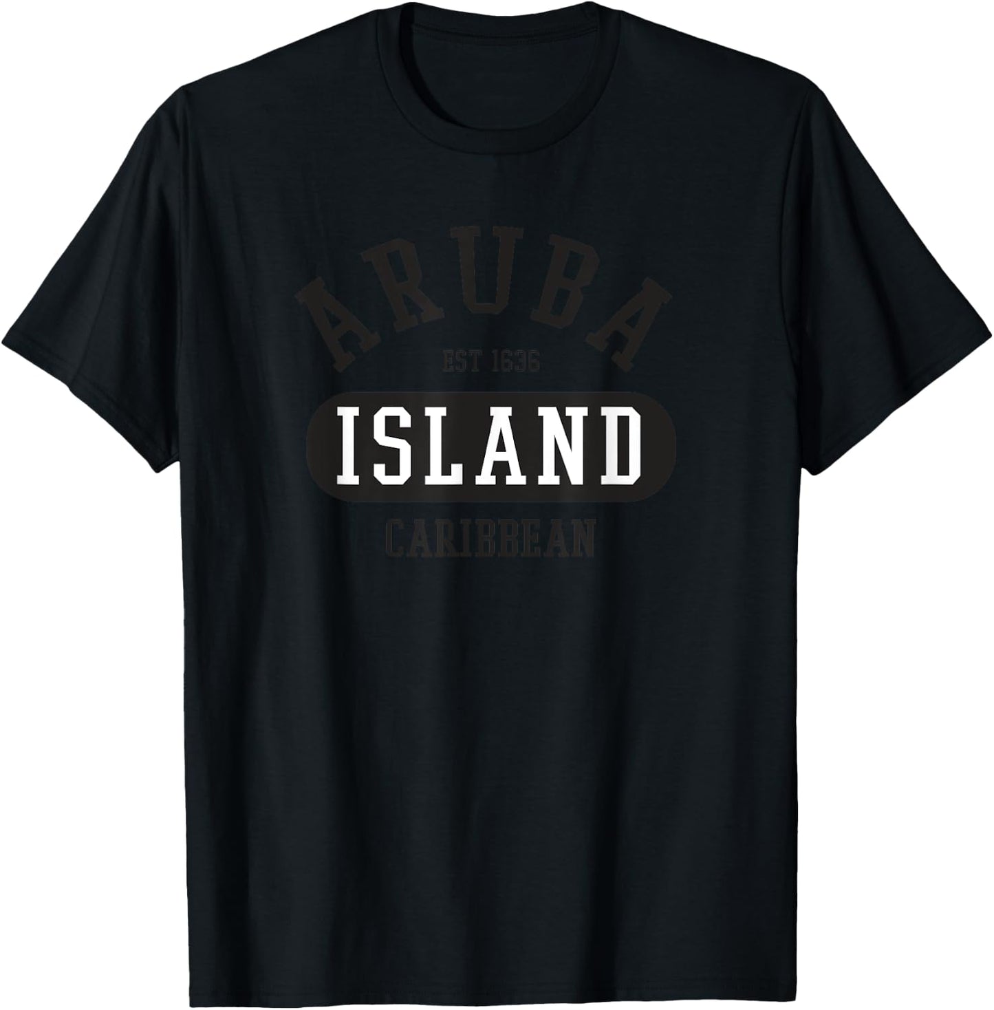 Retro Aruba Caribbean College Jersey Style Novelty Art T-Shirt - T-Shirt | Black