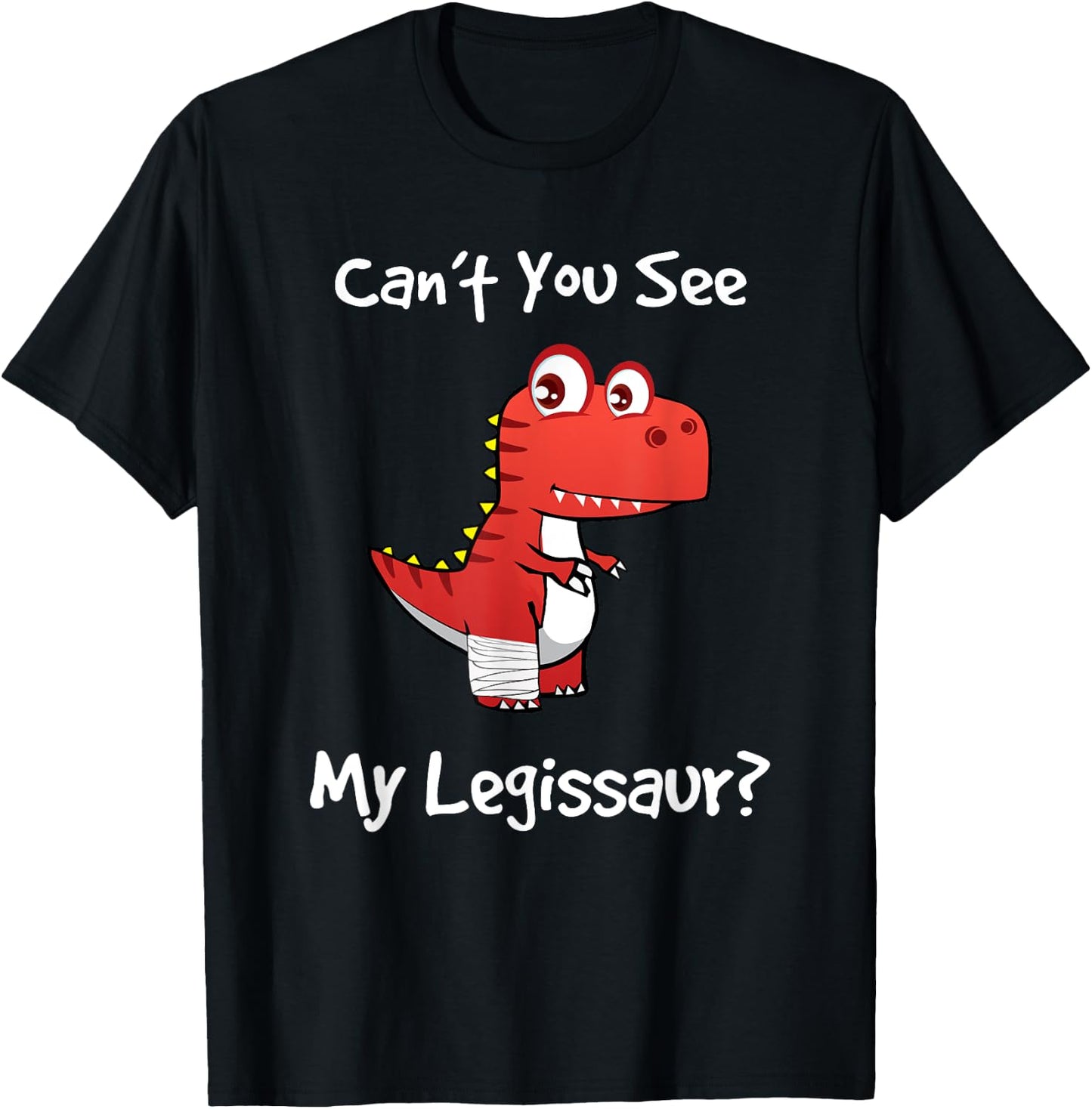 Funny Get Well Broken Leg Dinosaur Legissaur with a Cast Small T-Shirt - T-Shirt | Black