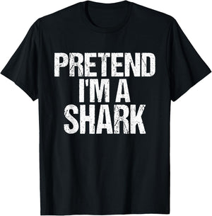 Funny Pretend I'm A Shark Lazy Halloween Costume T-Shirt - T-Shirt | Black