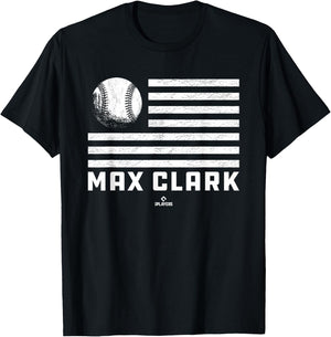 Flag Stripes Max Clark Prospect Baseball Fan Gear T-Shirt - T-Shirt | Black