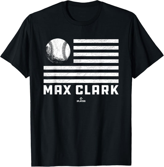 Flag Stripes Max Clark Prospect Baseball Fan Gear T-Shirt - T-Shirt | Black