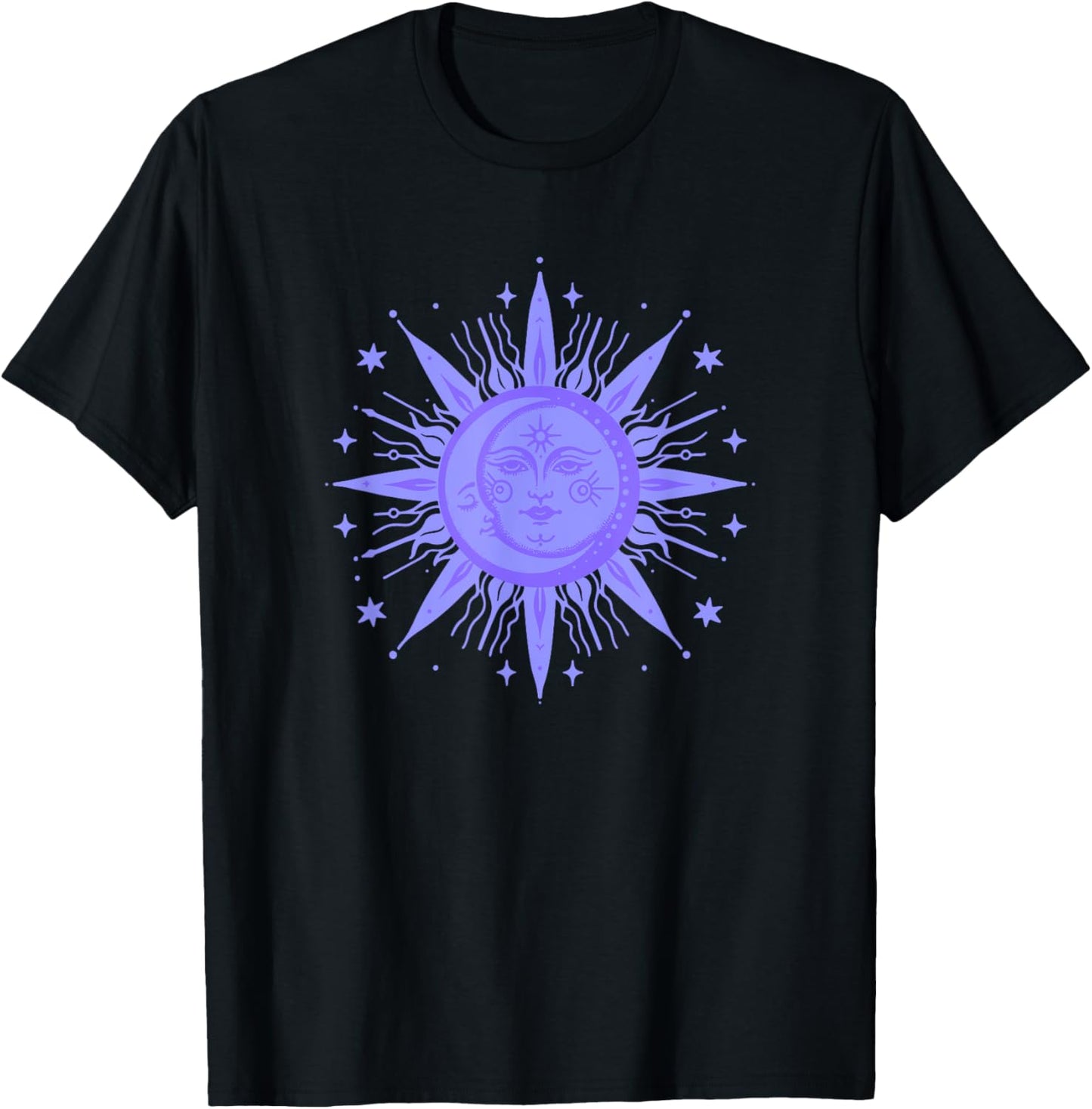 Celestial Sun and Moon Design T-Shirt - T-Shirt | Black