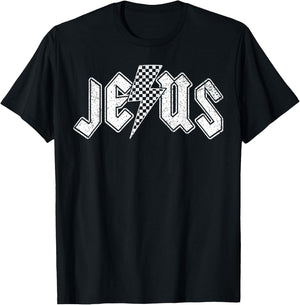 Retro Jesus Lightning Bolt Christian Design T-Shirt - T-Shirt | Black