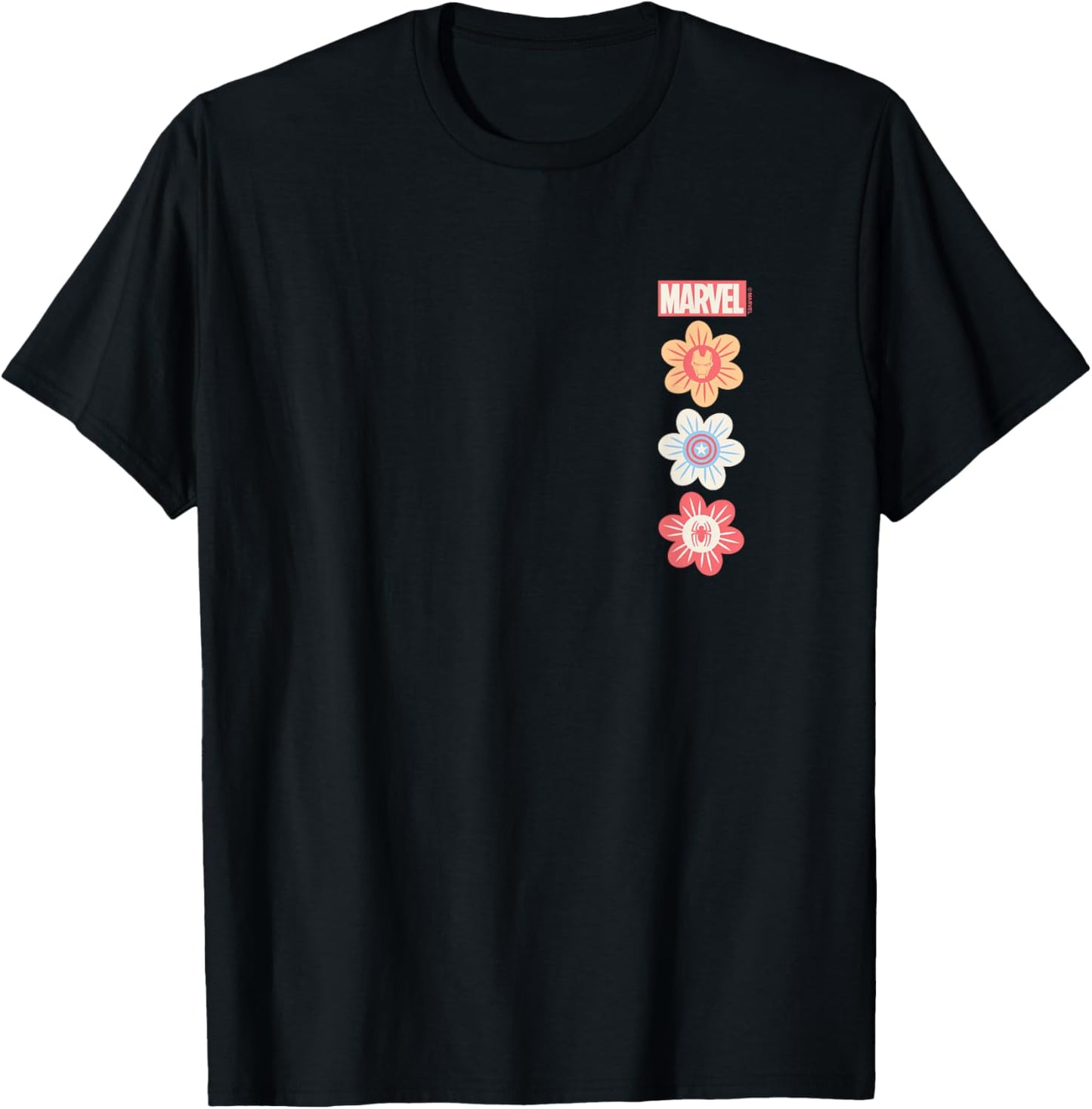 Marvel - Pastel Spring Stacked Logos T-Shirt - T-Shirt | Black