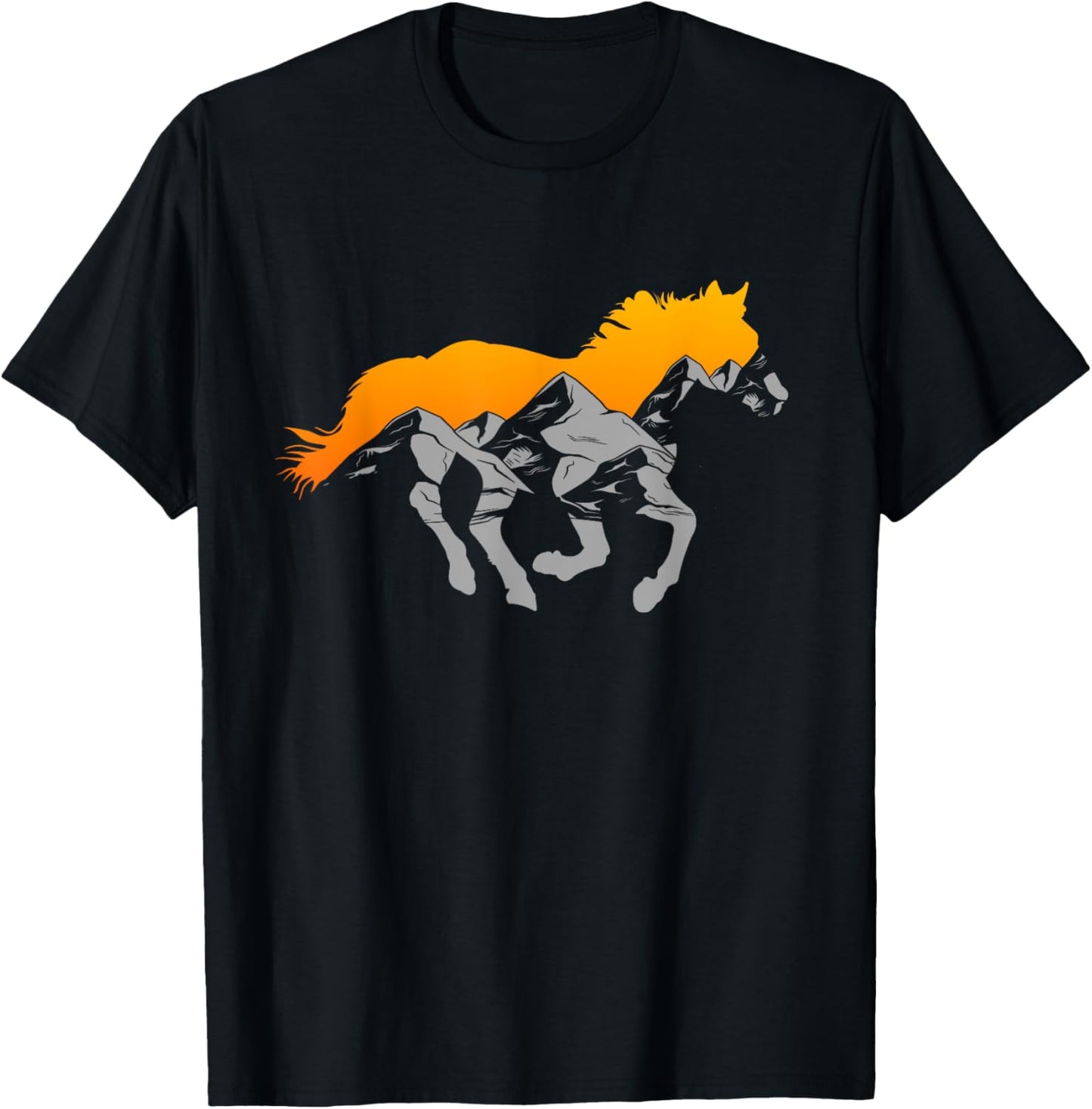 Horse Riding Apparel - Mountain and Horse T-Shirt - T-Shirt | Black