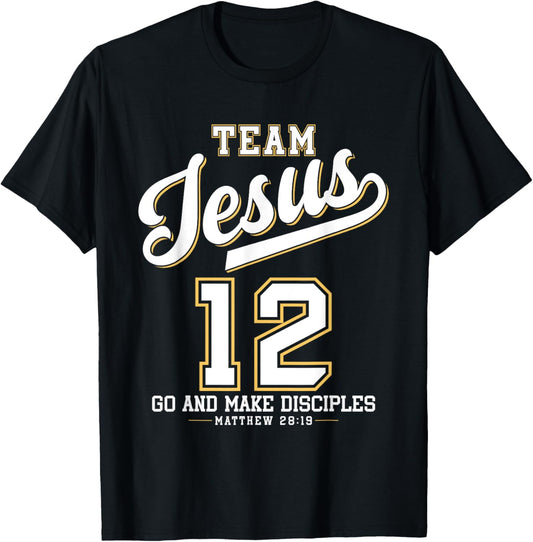 Jesus Baseball Team Jesus Christian Matthew 28:19 Verse T-Shirt - T-Shirt | Black
