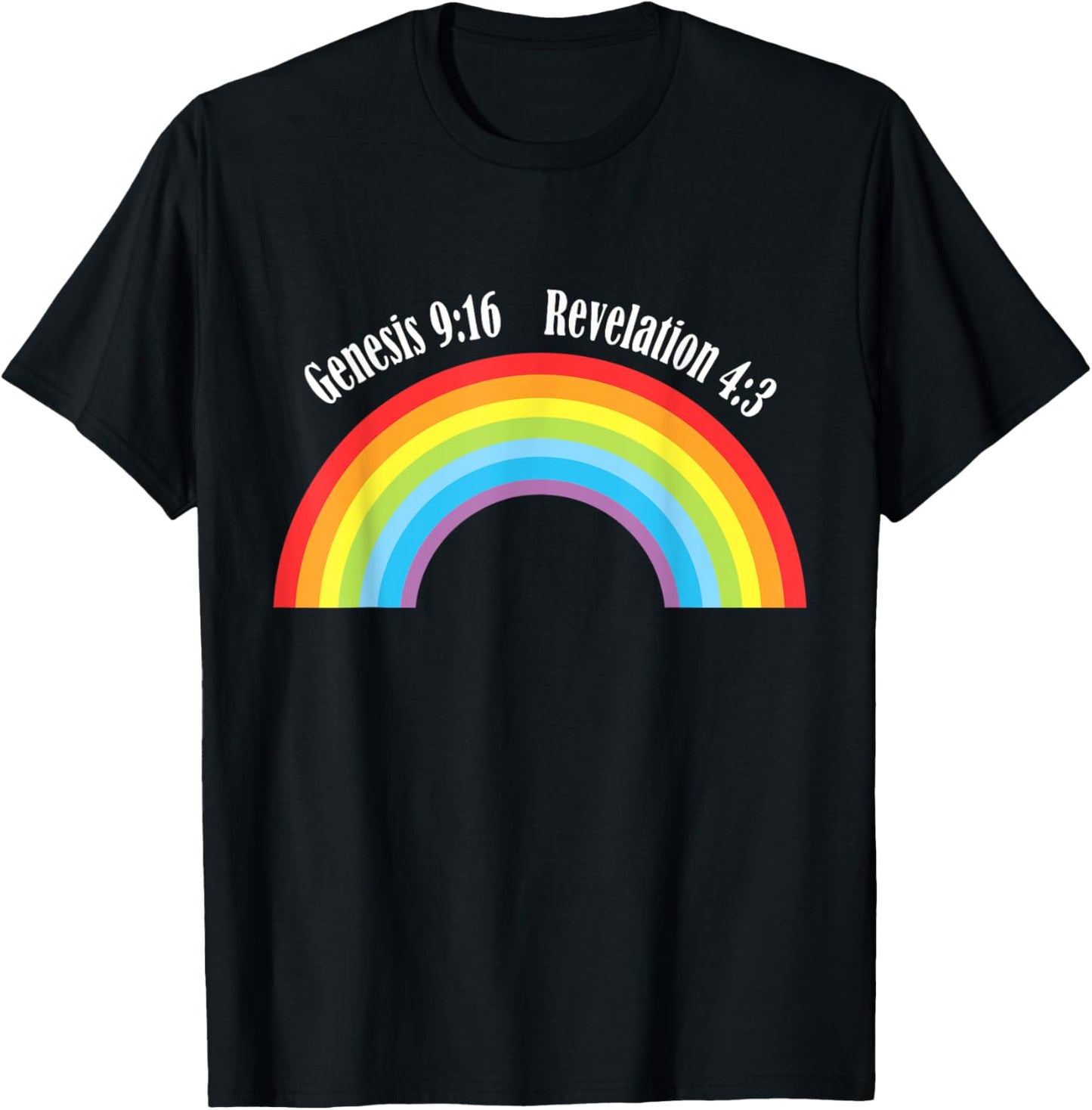 Rainbow Genesis 9-13 Revelation 4-3 Bible Christian Lover T-Shirt - T-Shirt | Black
