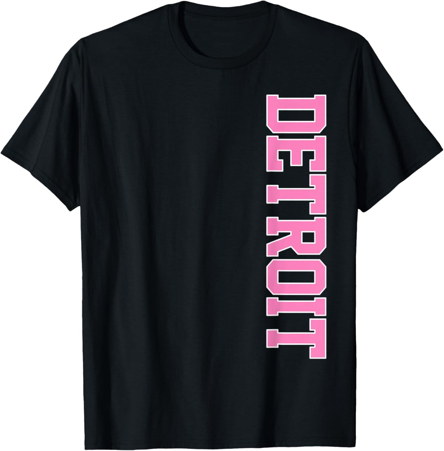 Vintage Detroit Home Pride Pink Varsity Detroit T-Shirt - T-Shirt | Black