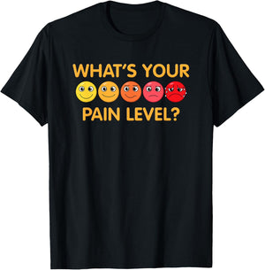 Funny Pain Scale Gym Joke Graphic Men Women Gag Pun Exercise T-Shirt - T-Shirt | Black