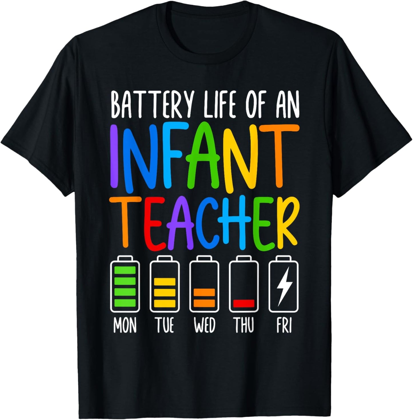 Battery Life Of A Infant Teacher Funny School Appreciation Women T-Shirt - T-Shirt | Black
