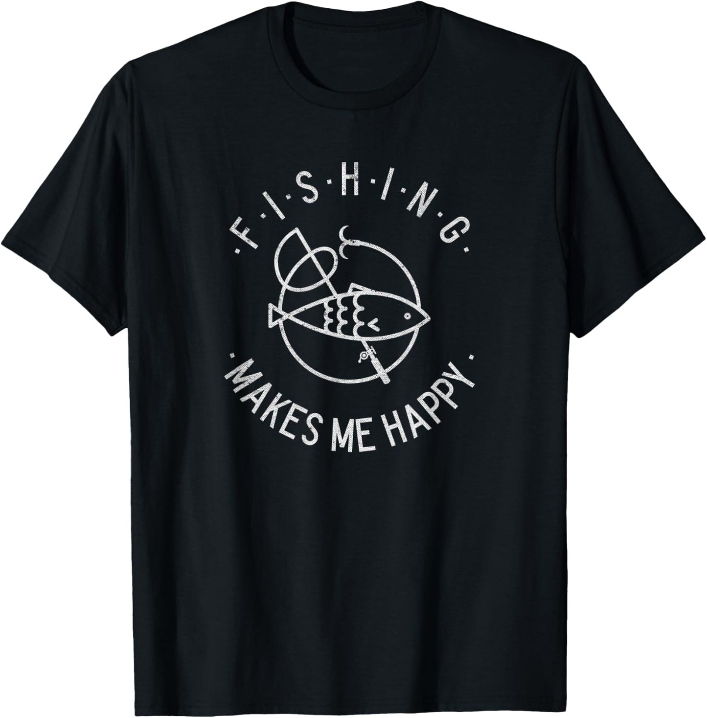 Fishing makes me happy a Fishing Gift T-Shirt - T-Shirt | Black