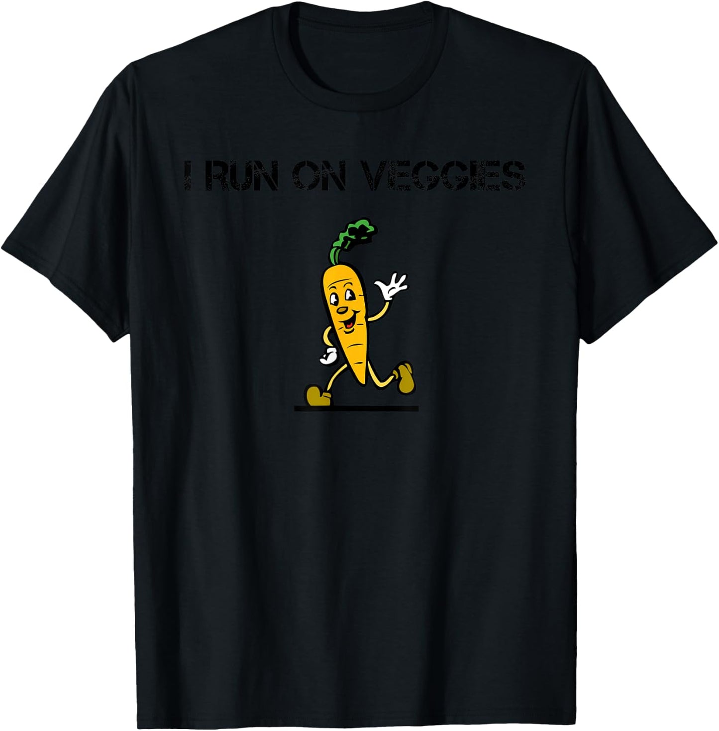 I Run On Veggies Vegetarian Runner Vegan Cardio Athlete T-Shirt - T-Shirt | Black