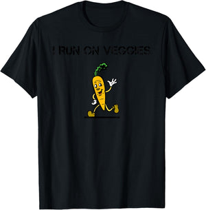 I Run On Veggies Vegetarian Runner Vegan Cardio Athlete T-Shirt - T-Shirt | Black
