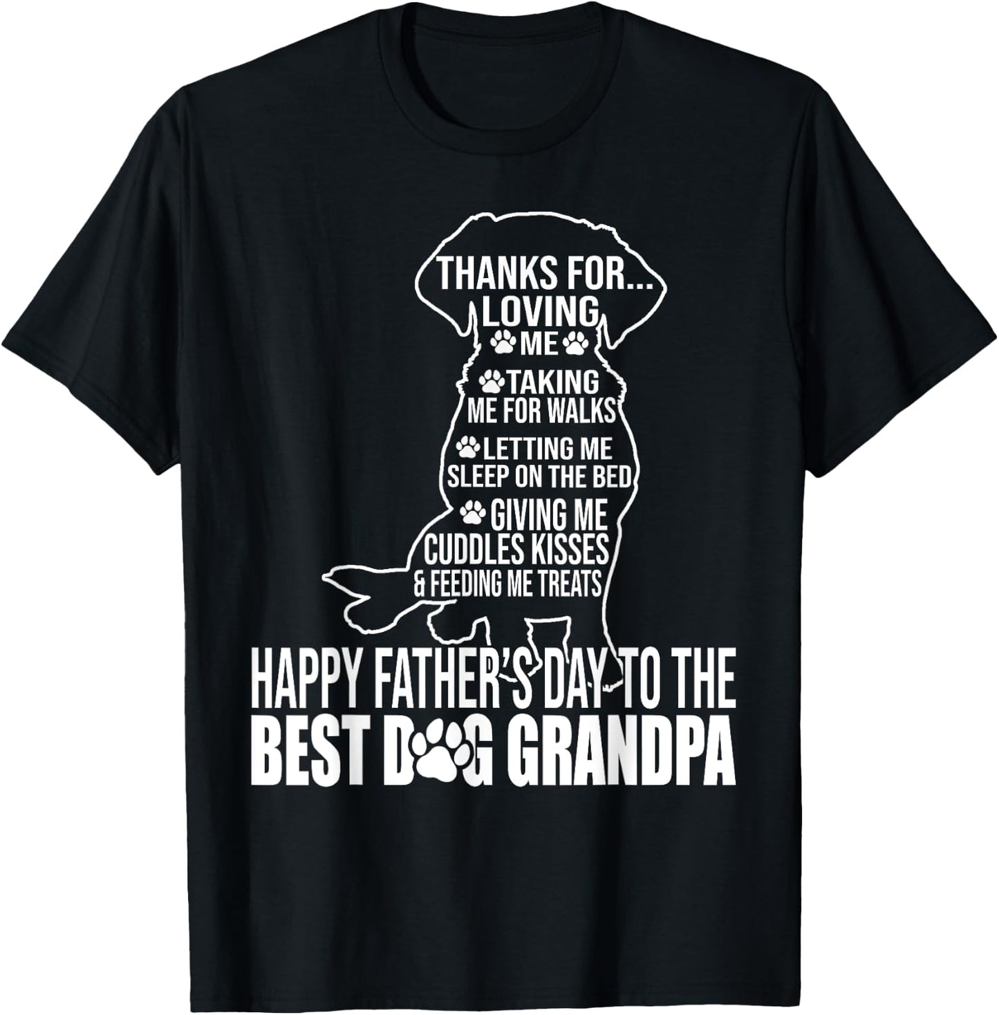 Happy Father's Day To The Best Dog Grandpa Proud Grandpa T-Shirt - T-Shirt | Black