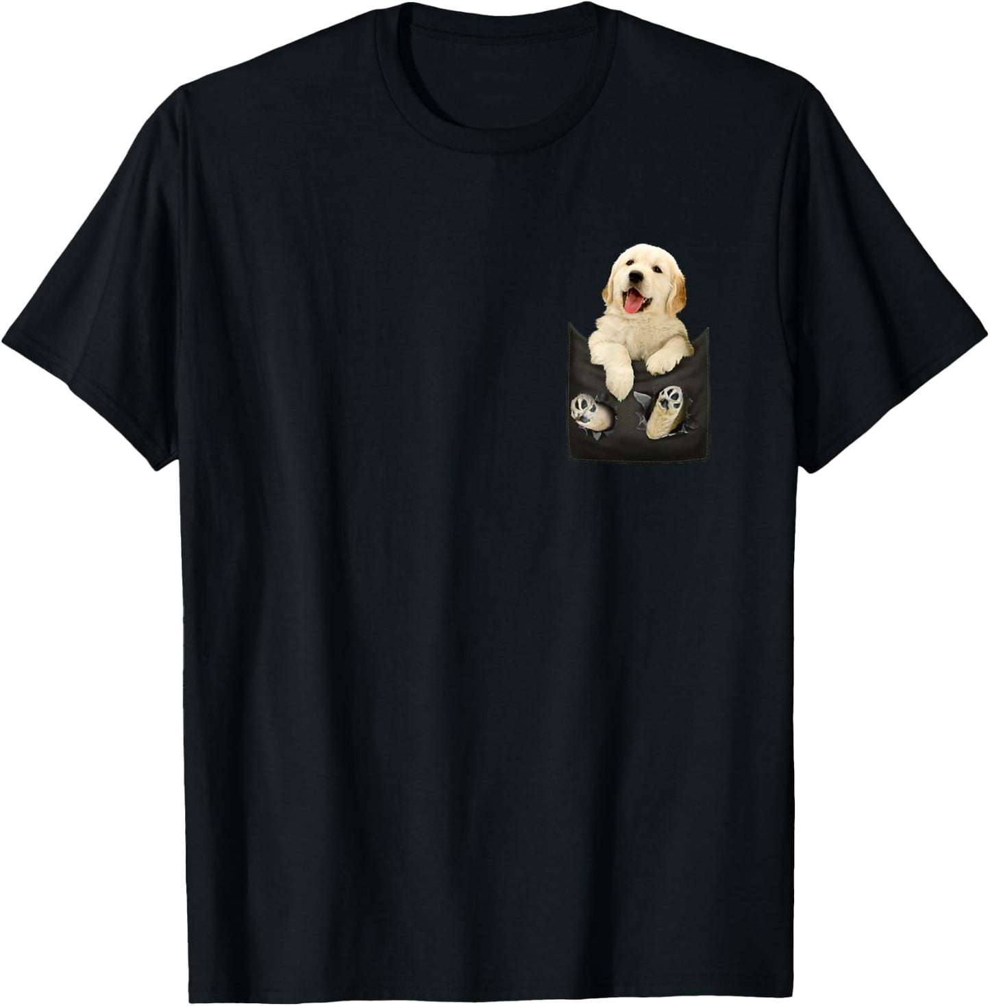 Golden Retriever In Pocket Puppy T Shirt T-Shirt - T-Shirt | Black