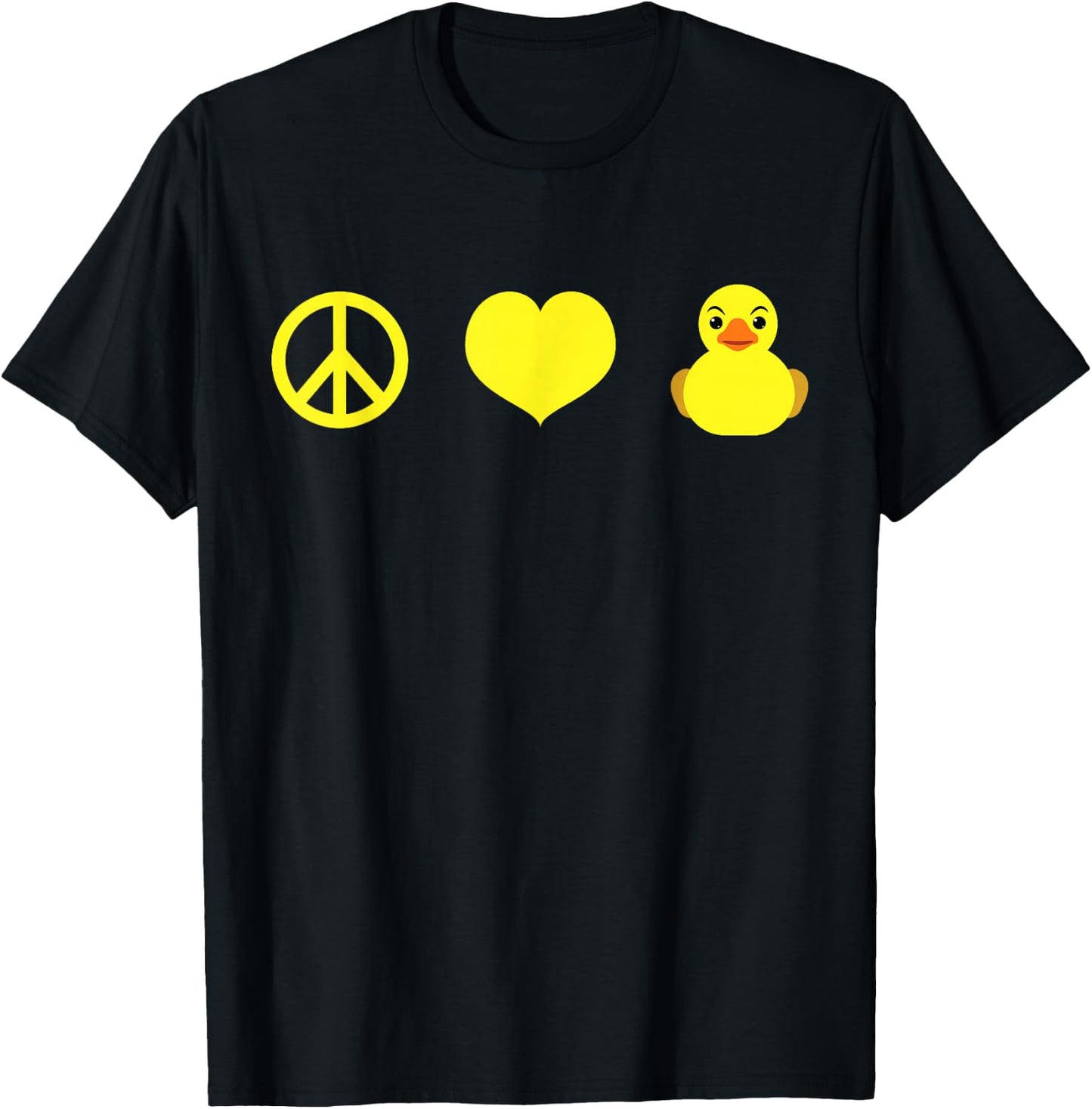 Rubber Duck Peace Love as Men, Women, Kids Rubber Ducky T-Shirt - T-Shirt | Black
