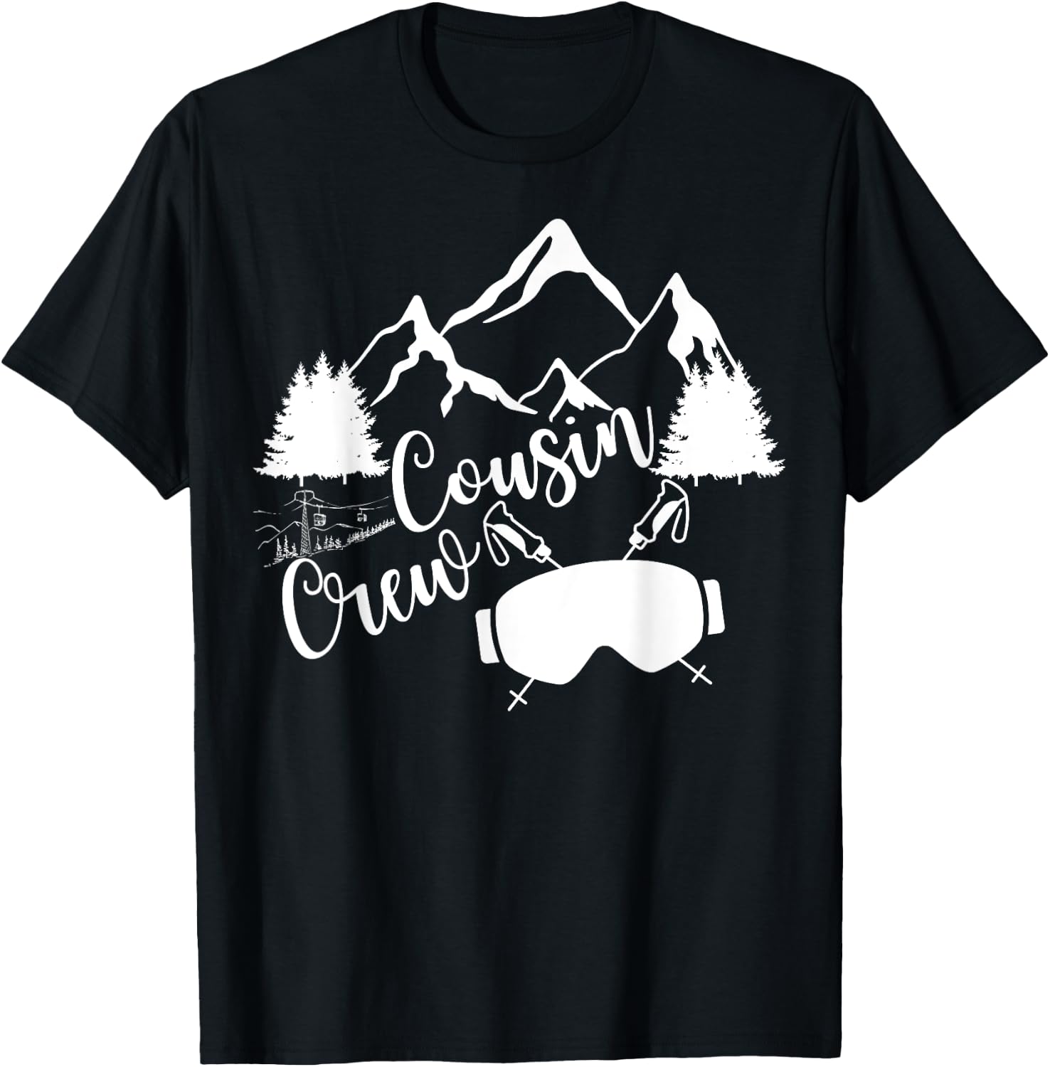 Family Mountain Ski Trip Funny Cousin Crew Matching T-Shirt - T-Shirt | Black