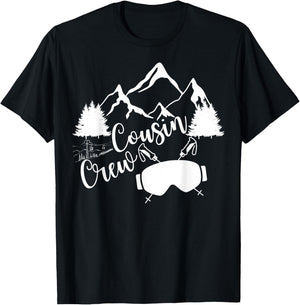 Family Mountain Ski Trip Funny Cousin Crew Matching T-Shirt - T-Shirt | Black