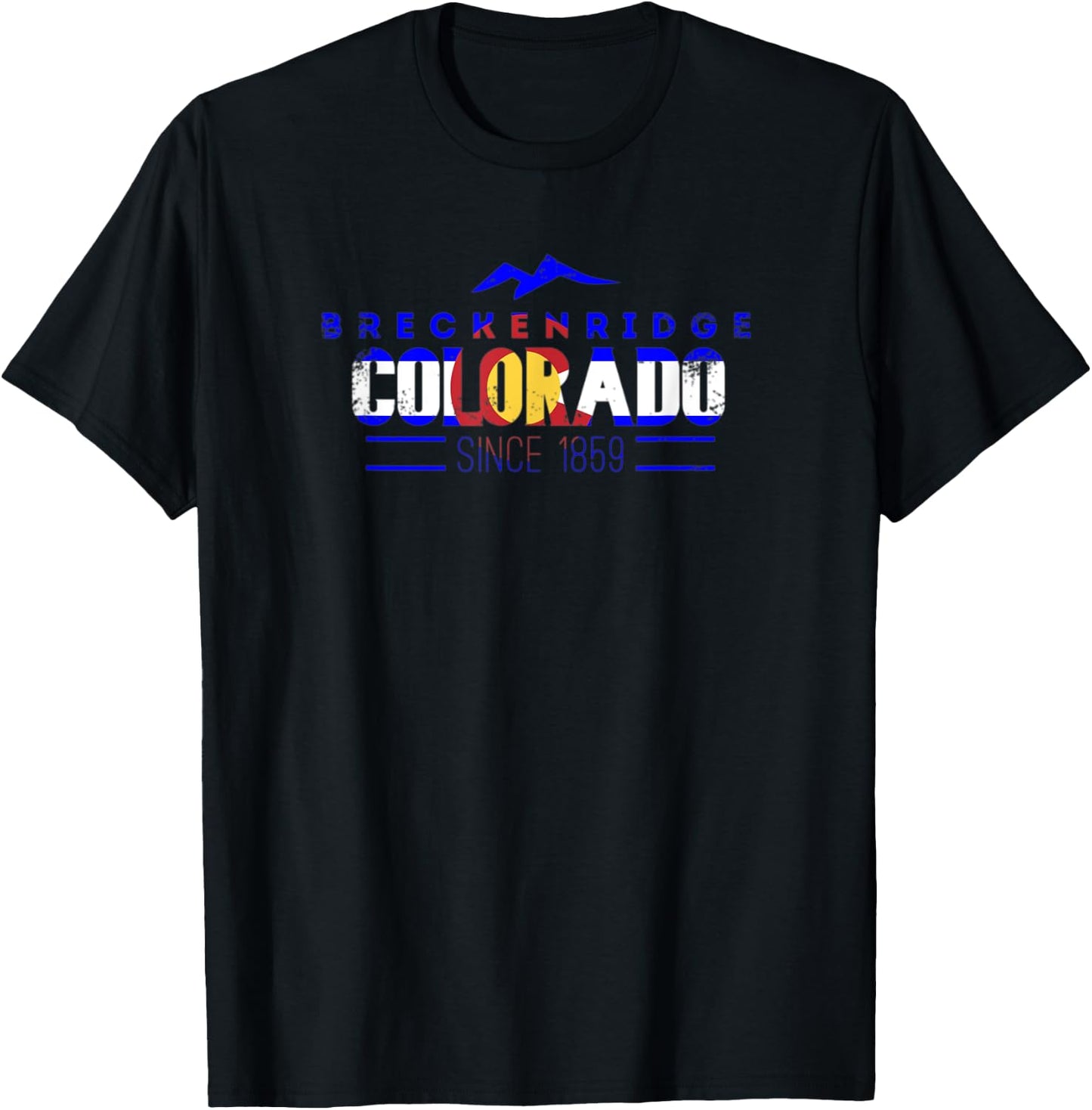 Breckenridge Colorado Flag Distressed Mountain Ski Design T-Shirt - T-Shirt | Black
