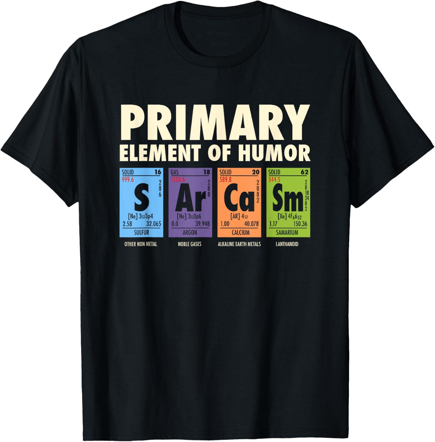 Sarcasm Primary Element Of Humor | Men Women Kids T-Shirt - T-Shirt | Black