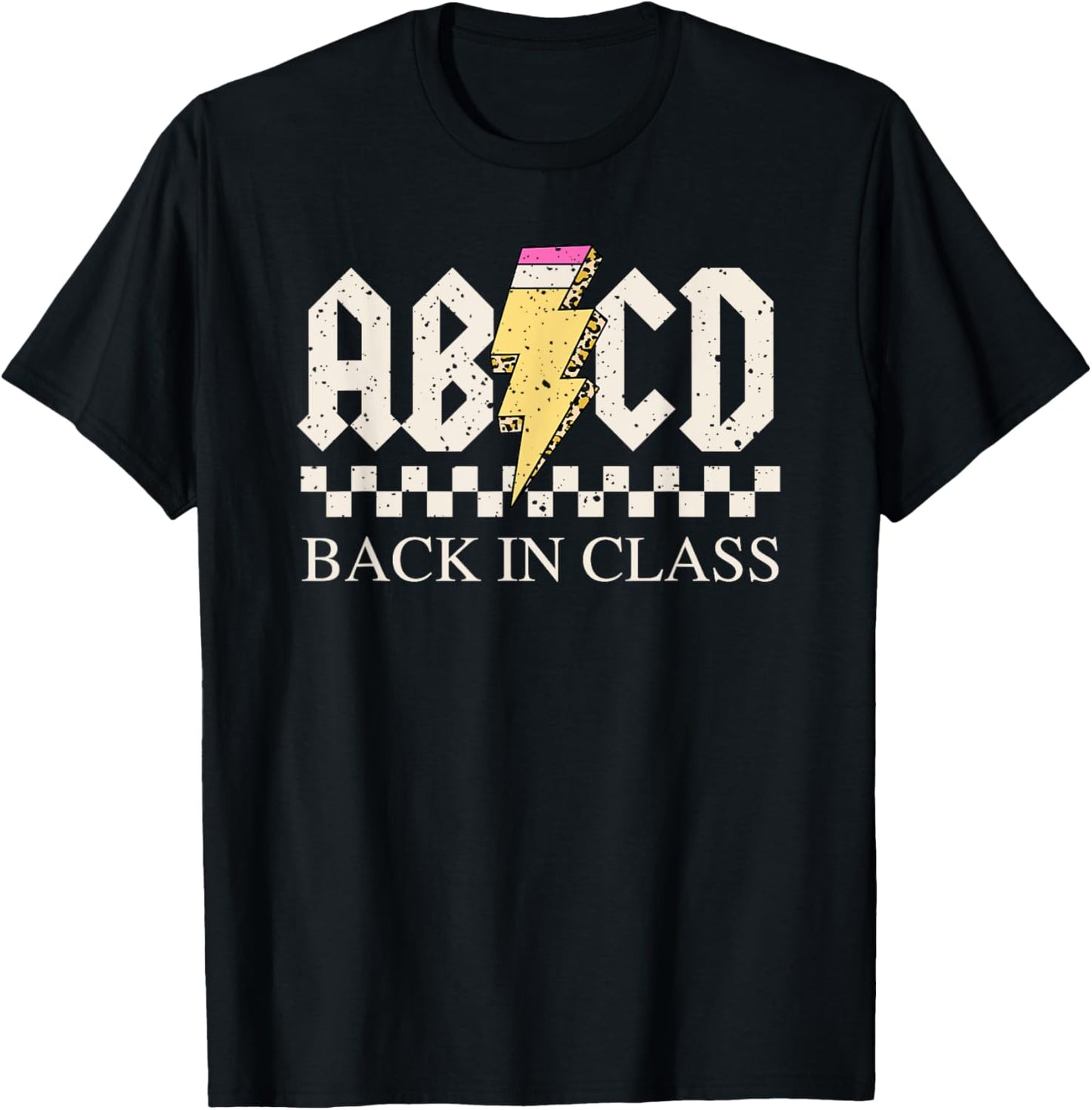 Boys Girls Teachers Rock Back to School ABCD Back in Class T-Shirt - T-Shirt | Black