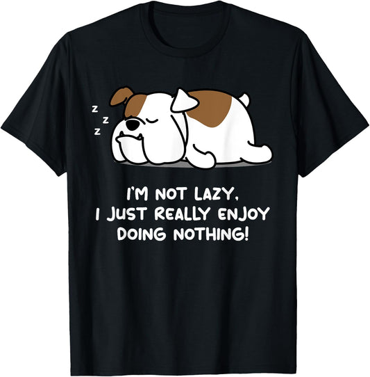 Lazy English Bulldog Lover Puppy Dog English Bulldog Men Women Girls Kids T-Shirt - T-Shirt | Black