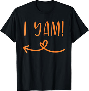 Thanksgiving Matching Couple She's My Sweet Potato I Yam Set T-Shirt - T-Shirt | Black
