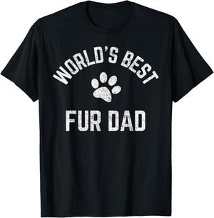 Best Fur Dad Ever Vintage Retro Dog and Cat Daddy T-Shirt - T-Shirt | Black